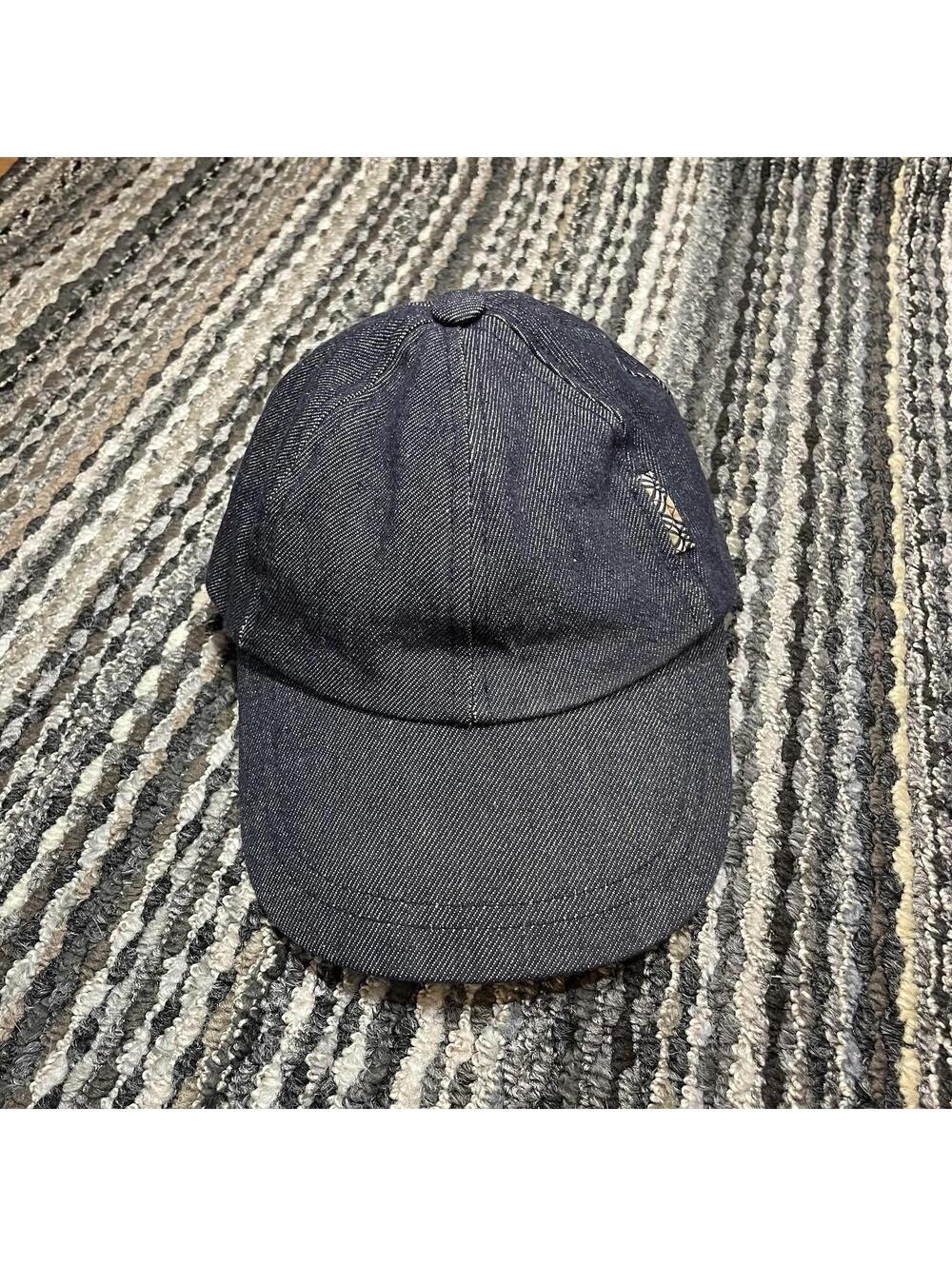 Burberry Denim Baseball Cap Nova Check Lining One Size Adjustable Snapback